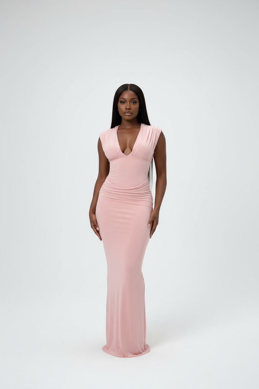 Deep V Bodycon Maxi Dress