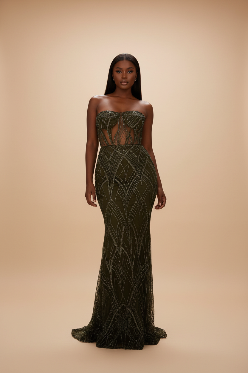 Emerald Noir Sequin Mermaid Gown