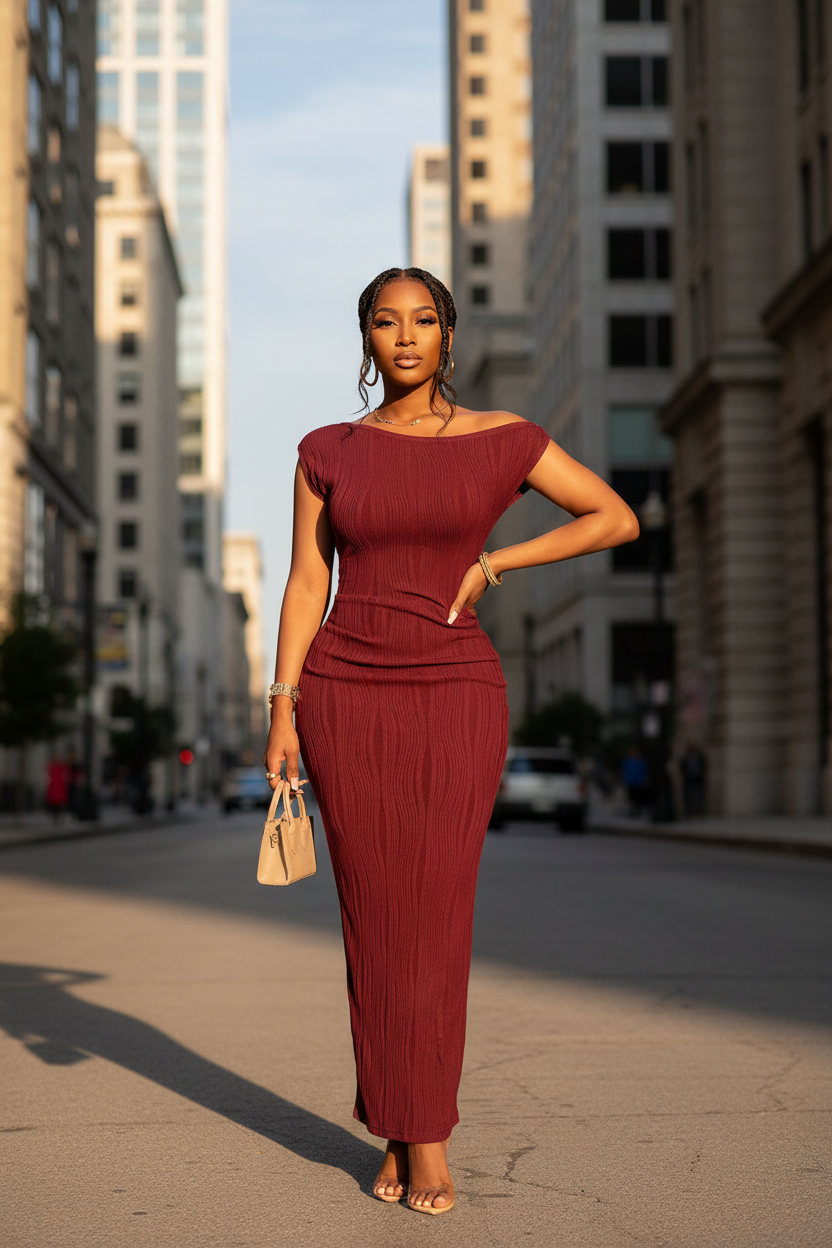 Burgundy Dress - Background Edit 2