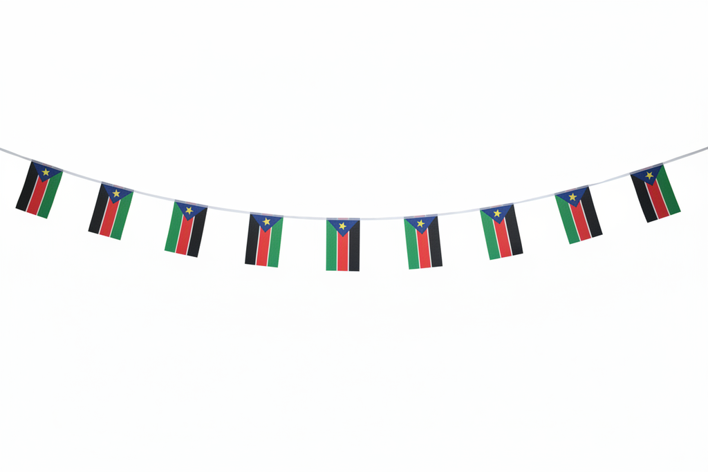 South Sudan flag bunting – white background