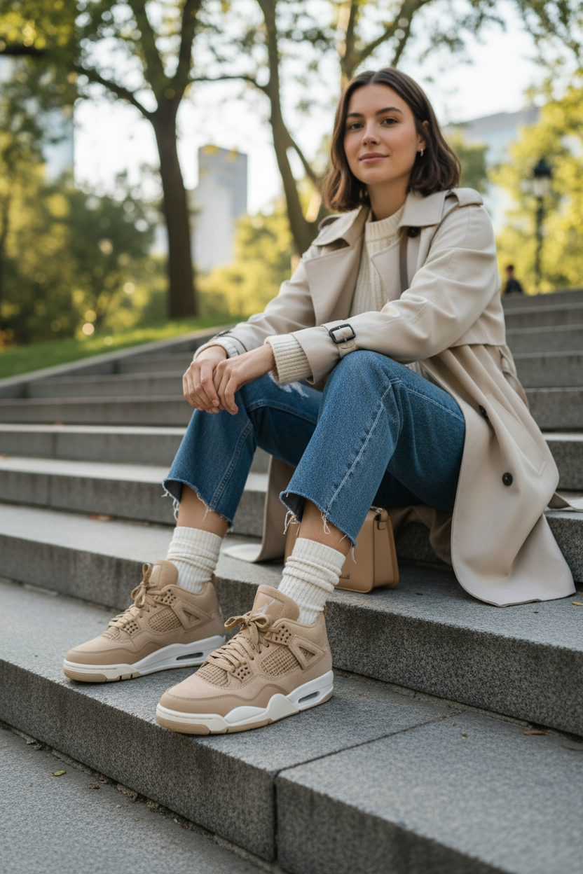 Jordan 4 Retro Cozy Girl – park steps