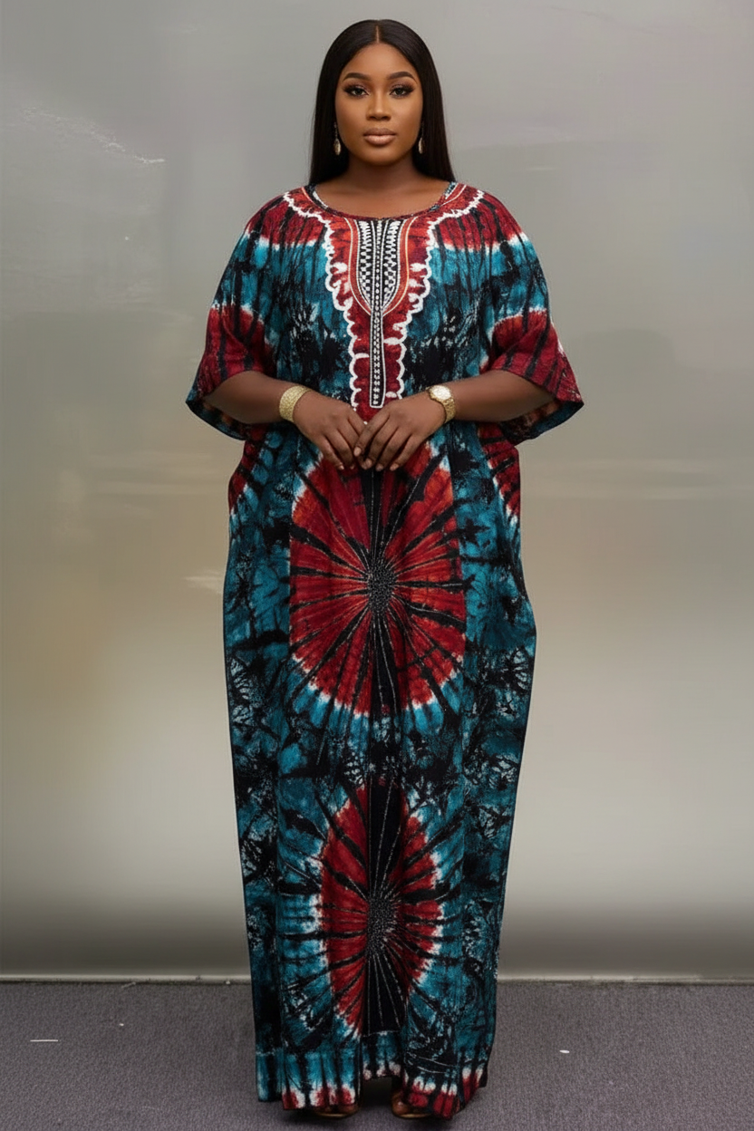 Orange Teal Kaftan