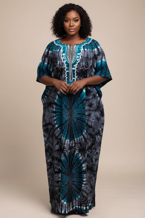 Teal Black Kaftan